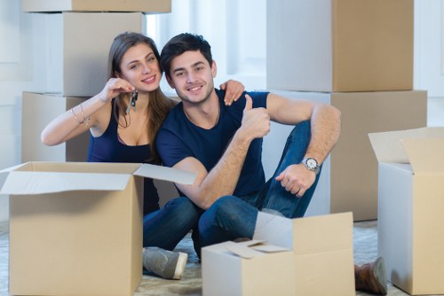 Careful loading of boxes and furniture during a local flat move