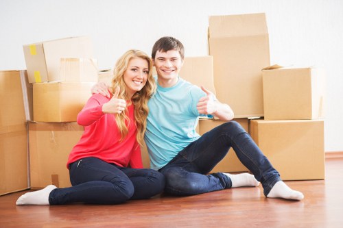 Prepared moving boxes and household items ready for collection in Tufnell Park