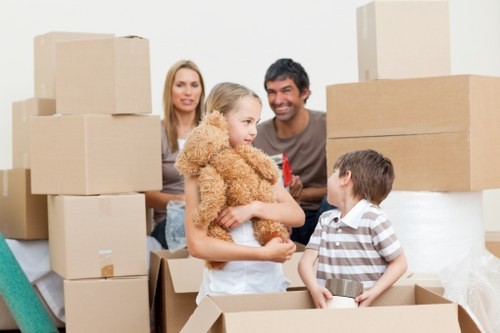 Customer and mover reviewing items before transport
