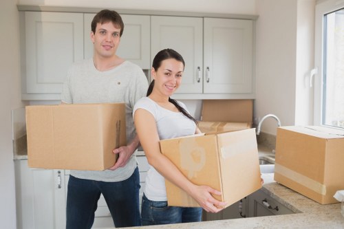 Boxes and wrapping materials used for a flat or house move